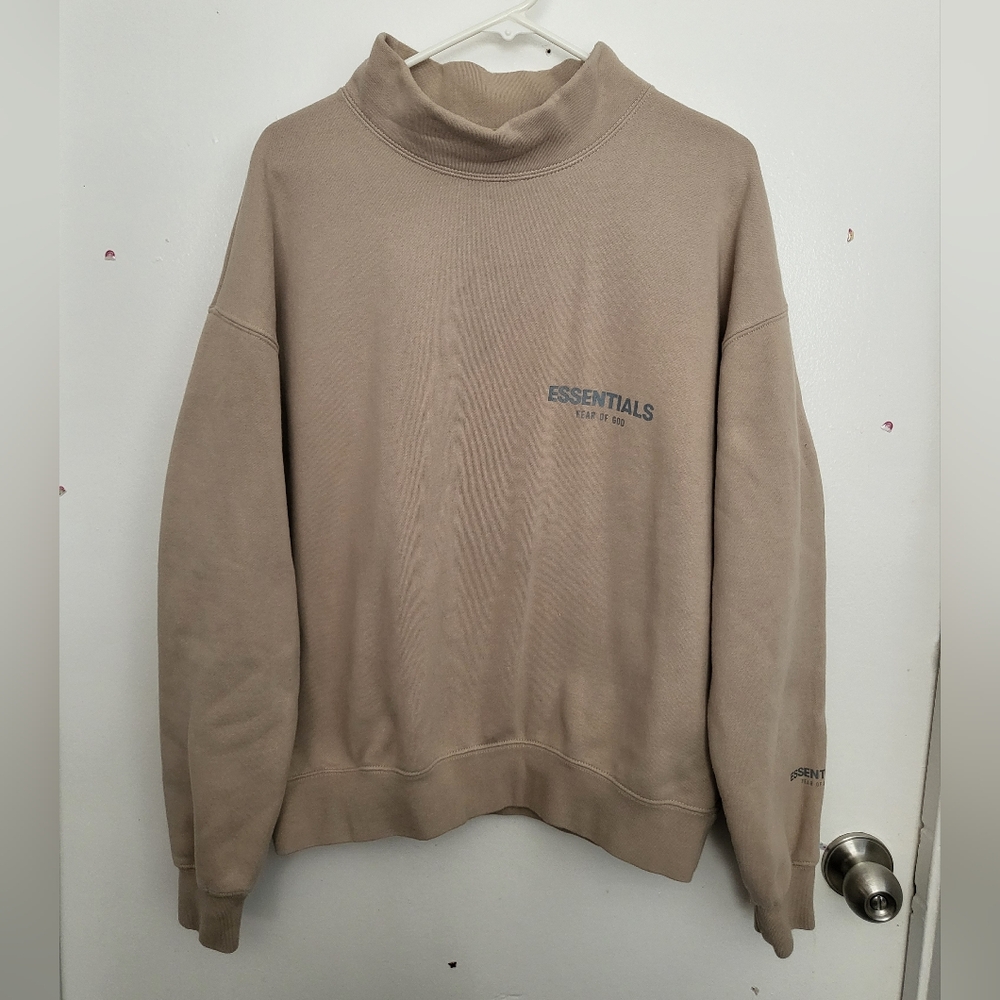 Essentials Tan Crewneck Sweater Soft Minimalist Design